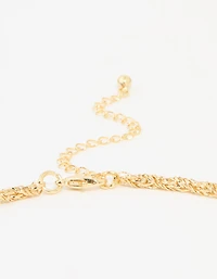Gold Plated Twisted Chain Cross Necklace
