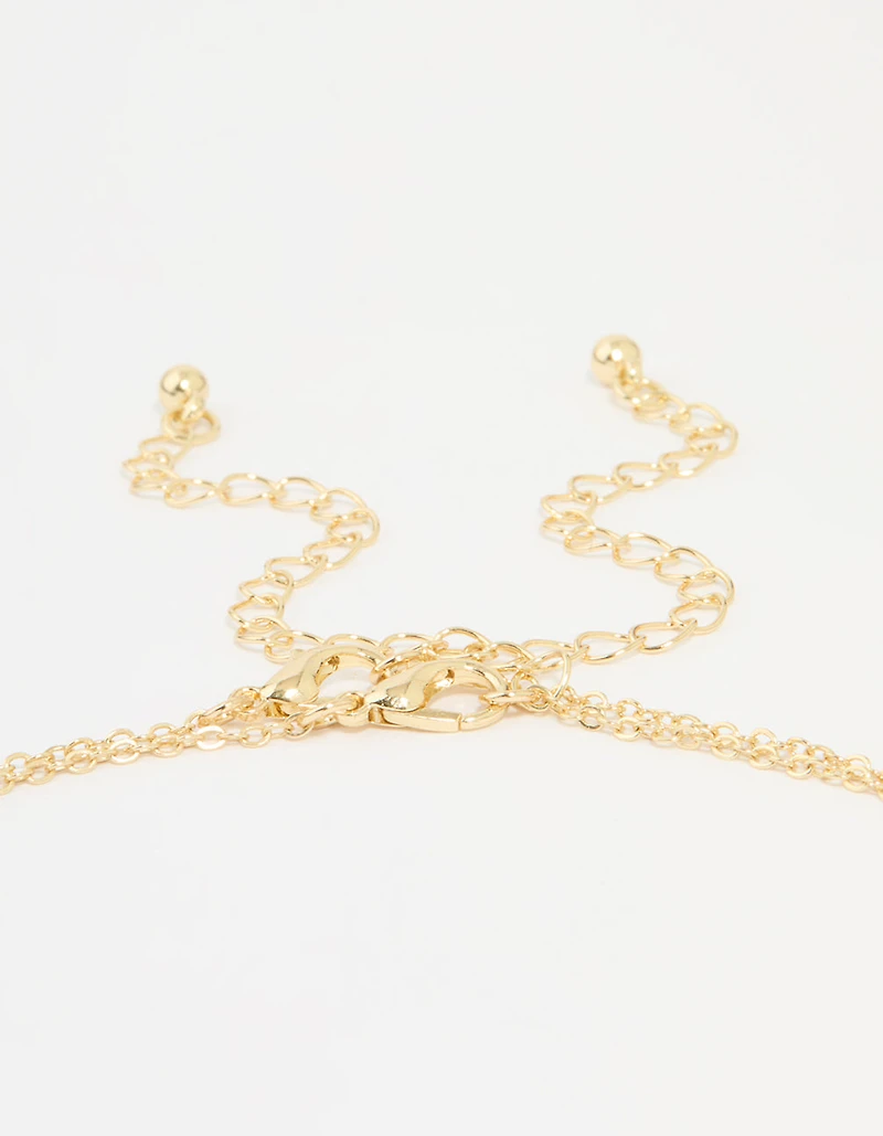 Gold Plated Diamante Heart & Cross Layered Necklace