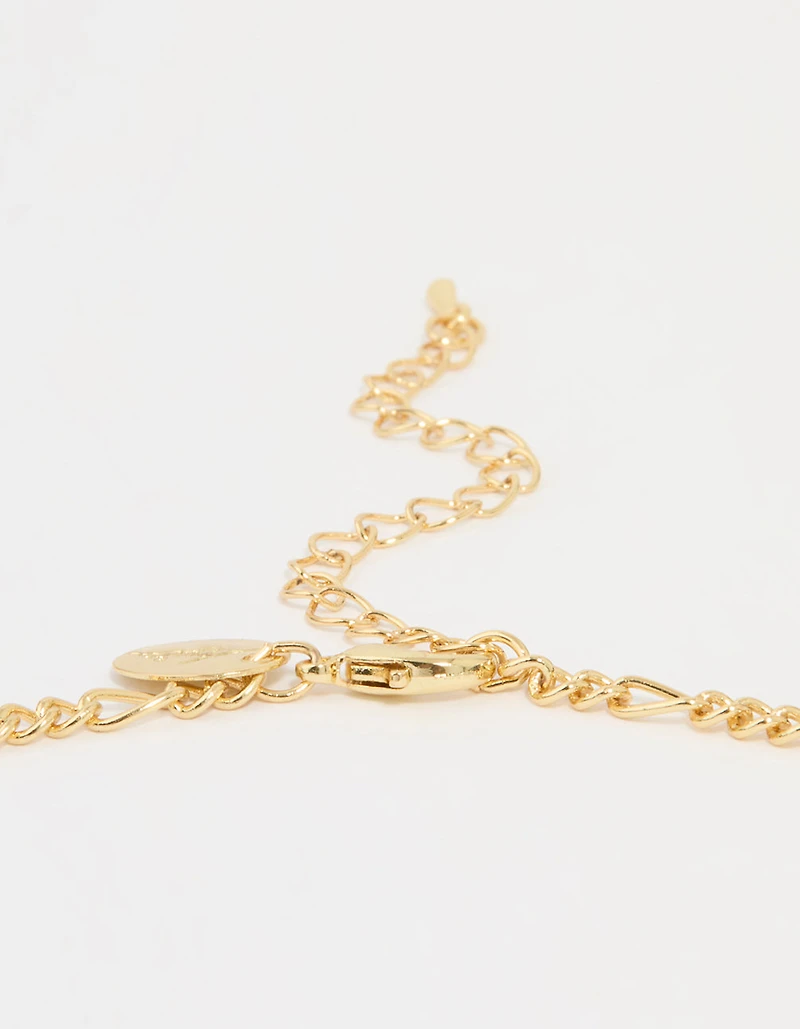 Gold Plated Black Onyx & Cross Lariat Necklace