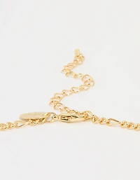 Gold Plated Black Onyx & Cross Lariat Necklace