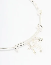 Silver Plated Cross & Faith Bangle