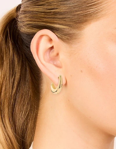 Gold Plated Elongated Hoop Earrings