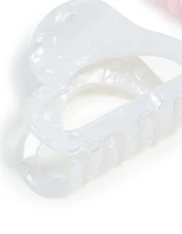 White & Pink Acrylic Small Heart Claw Clips 2-Pack