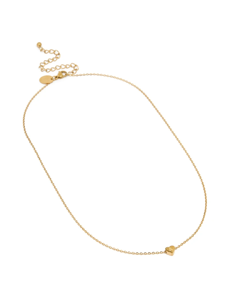 Waterproof Gold Plated Stainless Steel Mini Heart Letter A Necklace