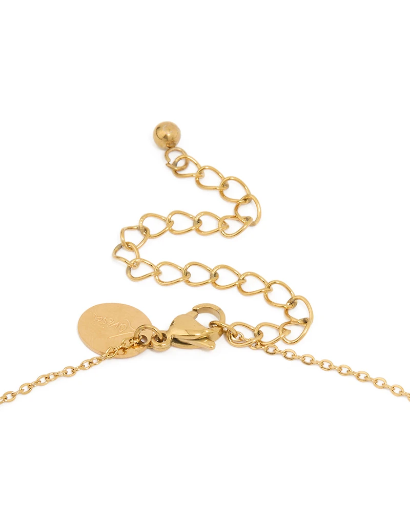 Waterproof Gold Plated Stainless Steel Mini Heart Letter M Necklace