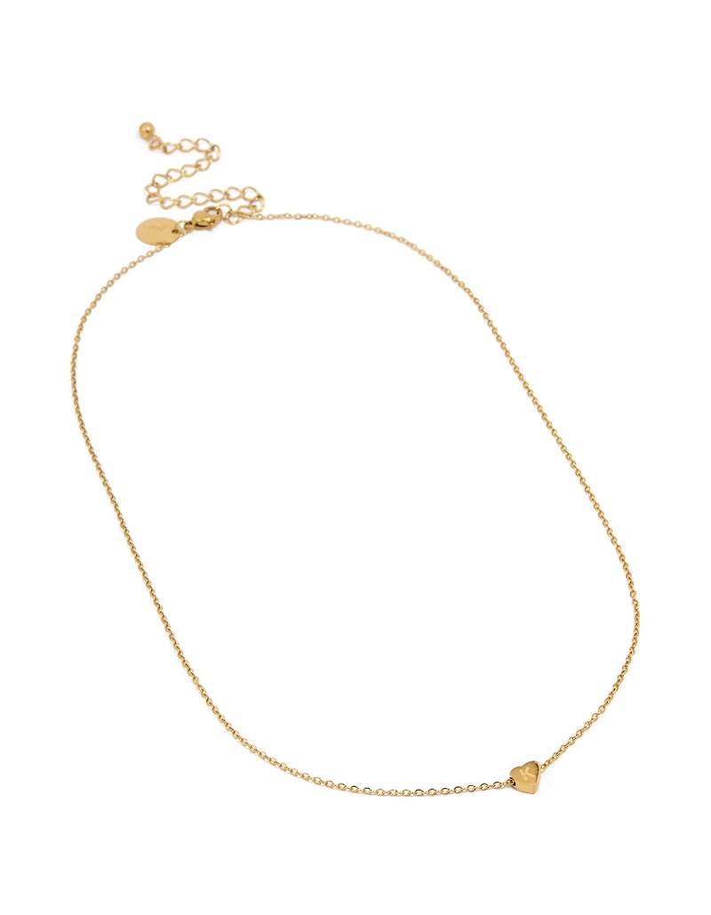 Waterproof Gold Plated Stainless Steel Mini Heart Letter K Necklace