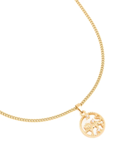 Waterproof Gold Plated Stainless Steel Circle Leo Necklace