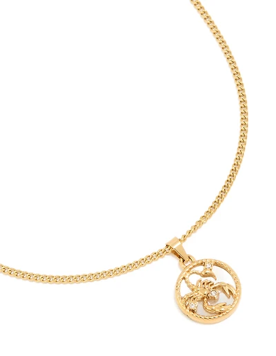 Collier circulaire imperméable en acier inoxydable plaqué or en forme de collier scorpion
