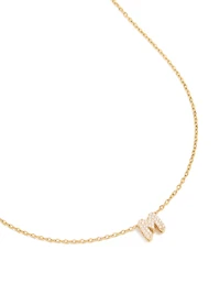 Waterproof Gold Plated Stainless Steel Cubic Zirconia Mini Pavé Letter M Necklace