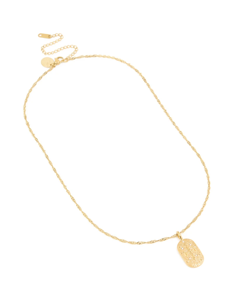 Waterproof Gold Plated Stainless Steel Libra Tab Necklace