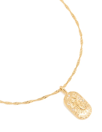 Collier imperméable en acier inoxydable plaqué or en forme de languette Scorpio