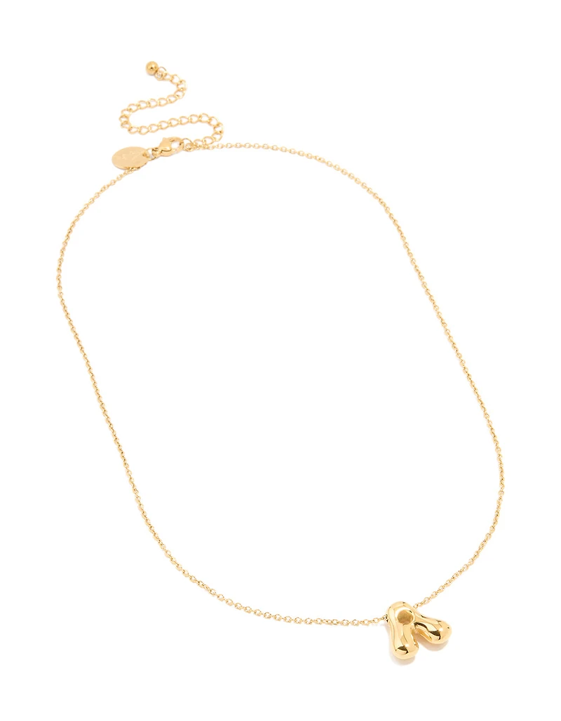 Waterproof Gold Plated Stainless Steel Large Bubble Letter A Necklace