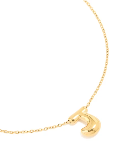Waterproof Gold Plated Stainless Steel Large Bubble Letter J Necklace