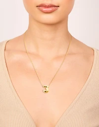 Waterproof Gold Plated Stainless Steel Large Bubble Letter J Necklace