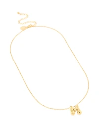 Waterproof Gold Plated Stainless Steel Large Bubble Letter M Necklace