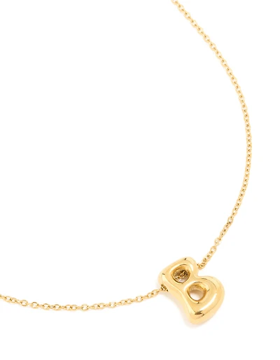 Waterproof Gold Plated Stainless Steel Large Bubble Letter B Necklace