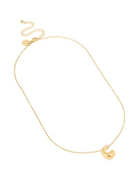 Waterproof Gold Plated Stainless Steel Large Bubble Letter C Necklace