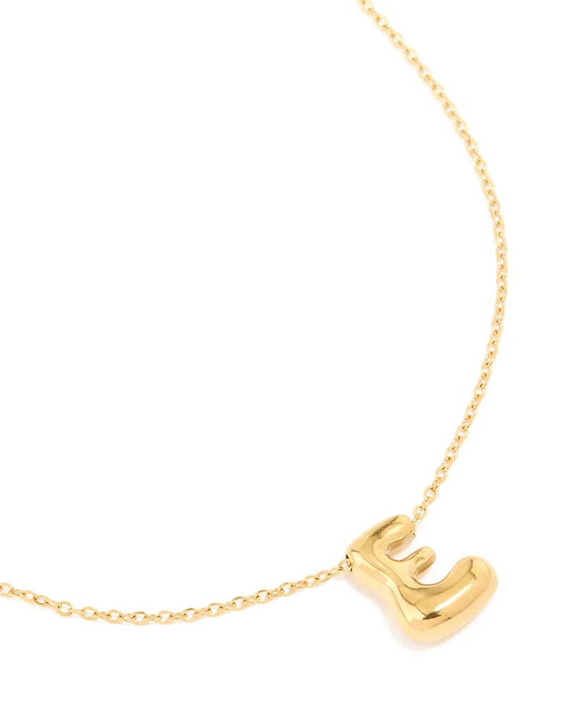 Waterproof Gold Plated Stainless Steel Large Bubble Letter E Necklace