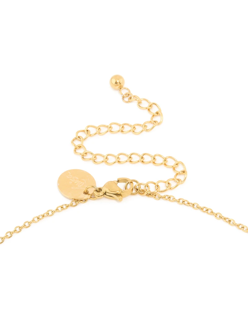 Collier imperméable en acier inoxydable plaqué or avec une grande lettre S à bulles