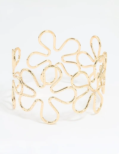 Manchette de bras en forme de grande fleur en or