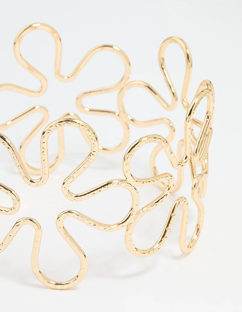 Gold Large Flower Arm Cuff