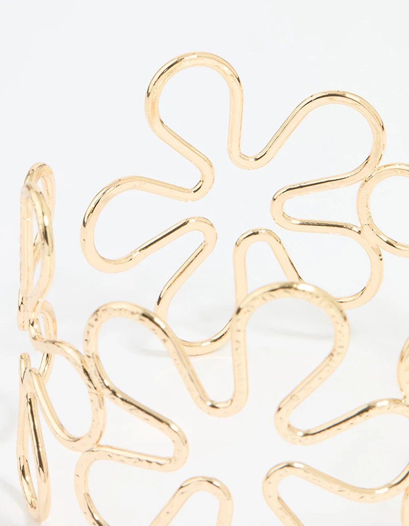 Gold Large Flower Arm Cuff