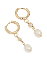 Boucles d’oreilles Huggie en acier inoxydable inoxydable étanches en zircone perlée