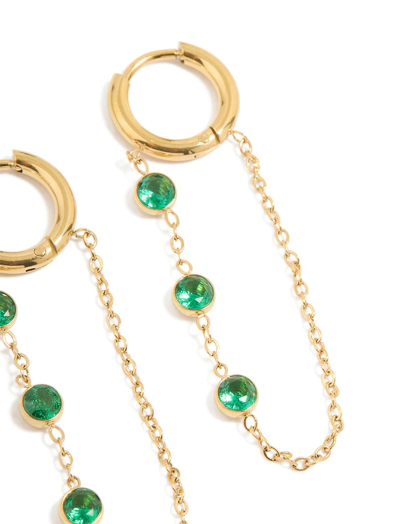 Boucles d’oreilles Huggie Huggie en acier inoxydable étanche, plaquées or et en acier inoxydable, vert plaqué dor, en paquet de 2