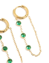 Boucles d’oreilles Huggie Huggie en acier inoxydable étanche, plaquées or et en acier inoxydable, vert plaqué dor, en paquet de 2