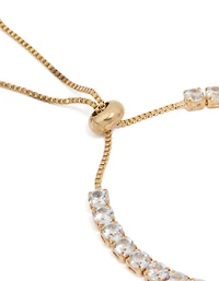Waterproof Gold Plated Stainless Steel Cubic Zirconia Tennis Toggle Bracelet