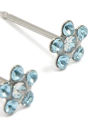 Surgical Stainless Steel Aqua Cubic Zirconia Daisy Piercing Stud