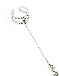 Antique Silver Rustic Ring Hand Chain
