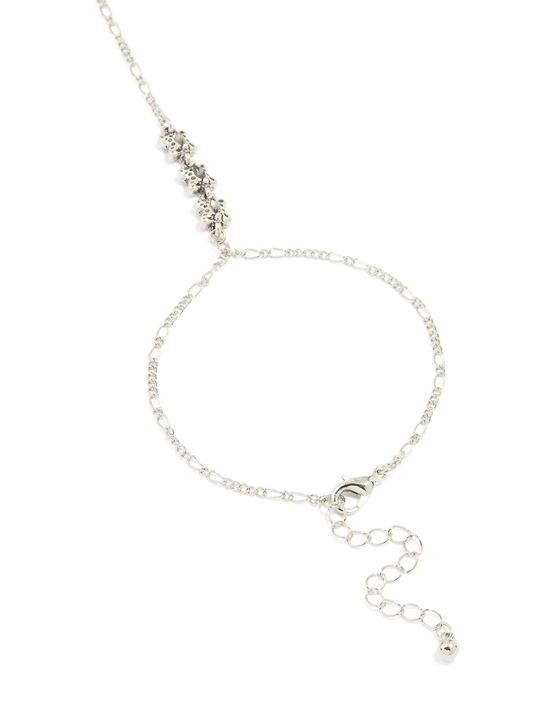 Antique Silver Rustic Ring Hand Chain