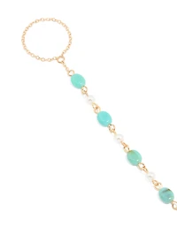 Chaîne de main à perles bleu or et perle