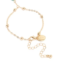 Gold Blue Bead & Pearl Hand Chain