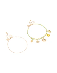 Gold Star & Rope Evil Eye Anklets 2-Pack
