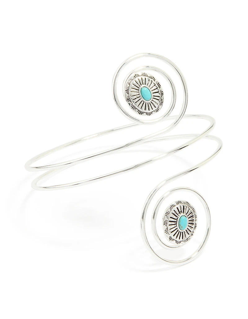 Silver Blue Stone Swirled Arm Cuff