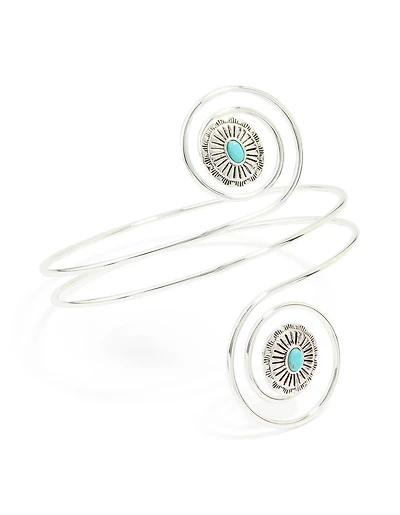 Silver Blue Stone Swirled Arm Cuff