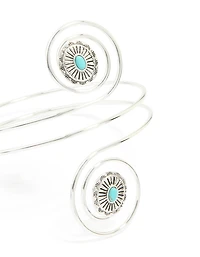 Menotte de bras tourbillonnante en pierre bleu argenté