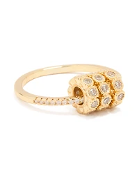 Gold Plated Cubic Zirconia Rondell Triple Loop Charm Ring