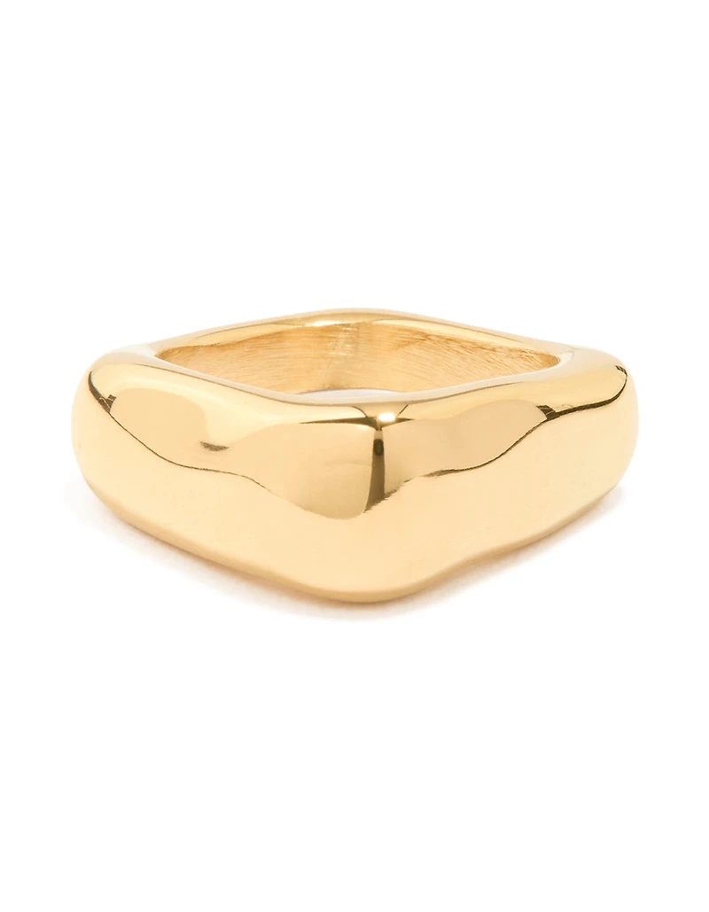 Waterproof Gold Plated Stainless Steel Chunky Bar Ring