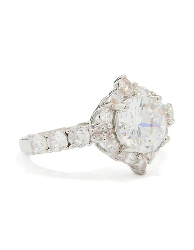 Silver Cubic Zirconia Circle Thin Ring