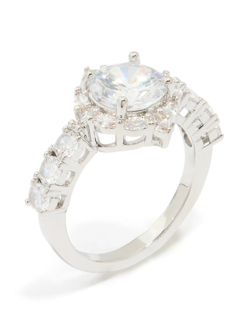 Silver Cubic Zirconia Circle Thin Ring