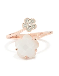 Rose Gold Cubic Zirconia Open Flower Ring