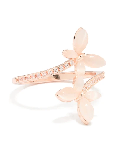 Rose Gold Cubic Zirconia Open Butterfly Ring