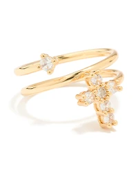 Anneau cubique en zircone plaqué or spirale tourbillonnante