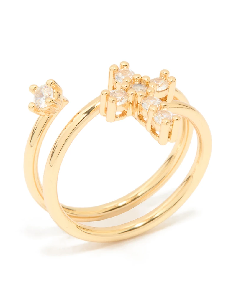 Anneau cubique en zircone plaqué or spirale tourbillonnante