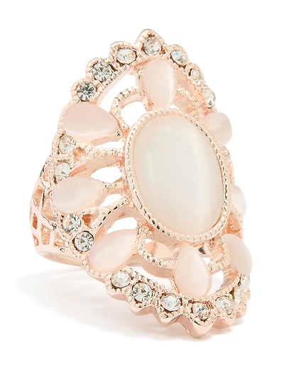 Grand anneau rond ovale en or rose
