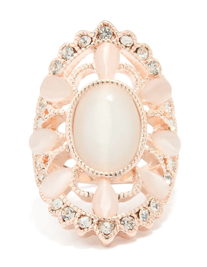 Grand anneau rond ovale en or rose