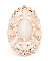 Grand anneau rond ovale en or rose